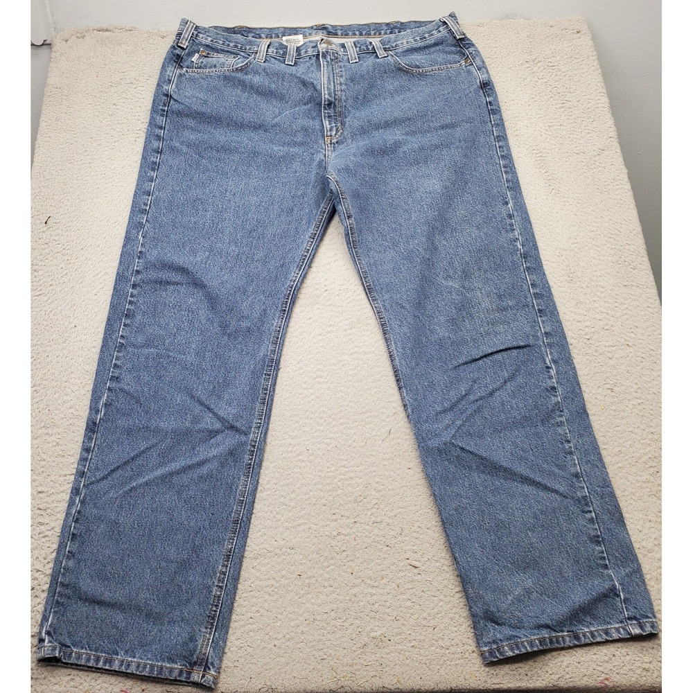 Carhartt Straight Leg Work Jeans Men 44/34 Blue Denim Traditional Fit High Waist